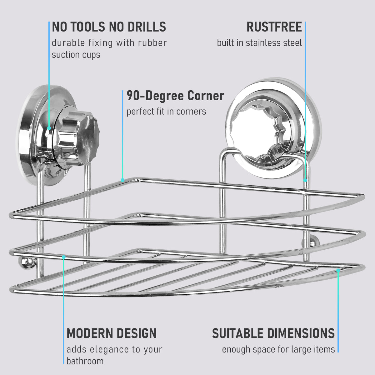 Shower Corner Caddy with Vacuum Suction Cups